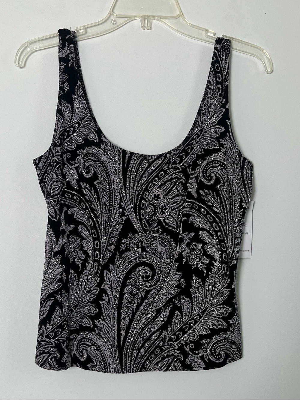 Alex Evenings Glitter Paisley Print Twinset Jacket Tank Top Set Black Stone M - Picture 6 of 16